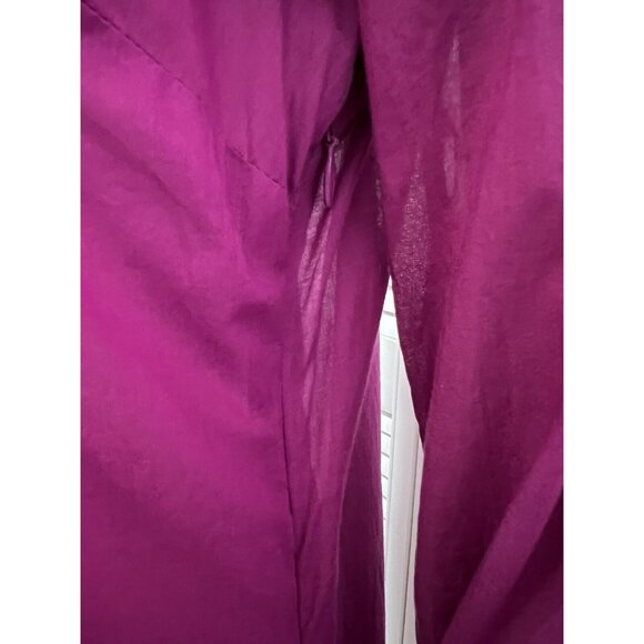 Tory Burch Women Top Tunic Blouse Size 6 Magenta Gold Embroidery Long Sleeves - Picture 4 of 16